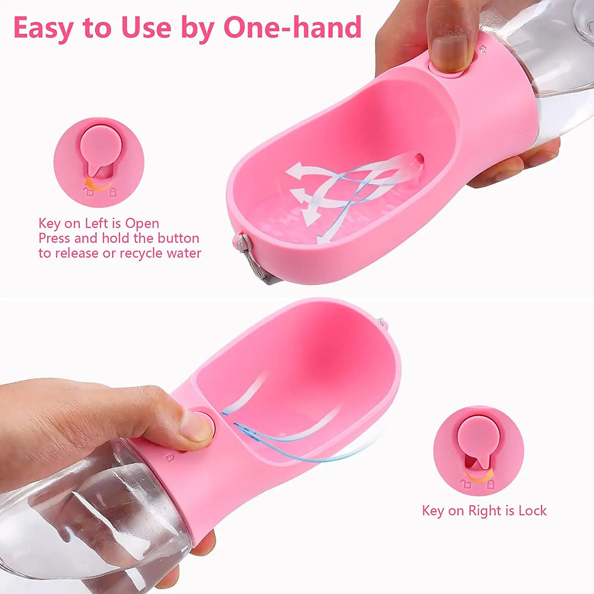 Bärbar vattenflaska och matare för hundar